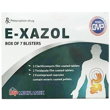 Điều trị viêm loét dạ dày - tá tràng E-Xazol Mediplantex hộp 7 vỉ x 6 viên