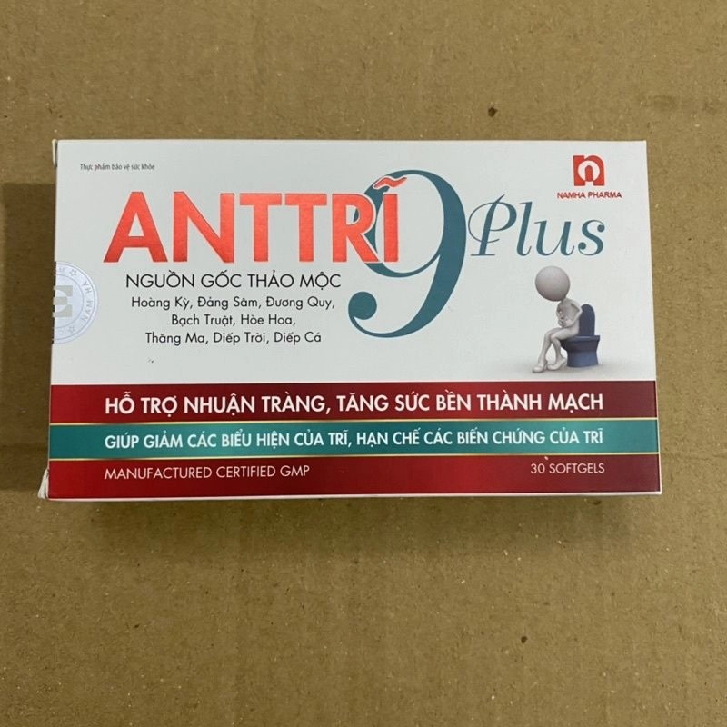 Viên uống hỗ trợ trị trĩ, táo bón Anttri 9 Plus Nam Hà hộp 30 viên