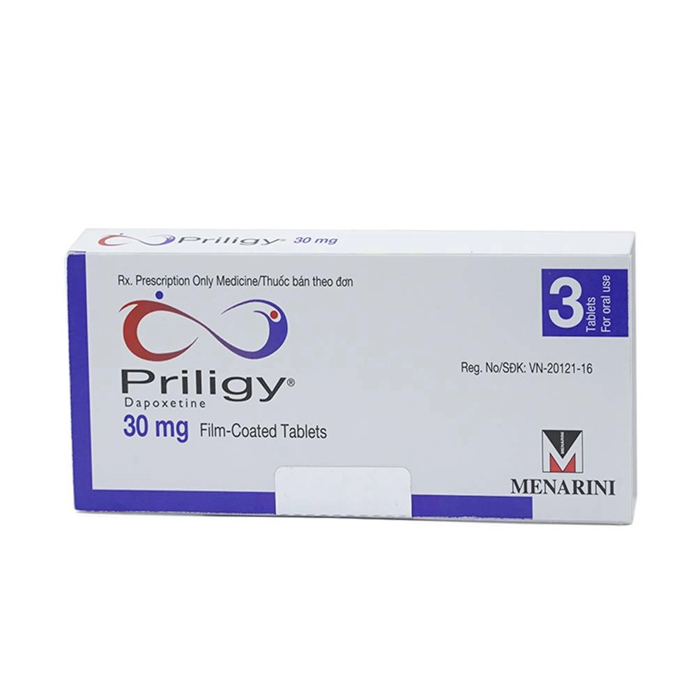 Thuốc điều trị xuất tinh sớm Priligy 30mg hộp 1 vỉ x 3 viên