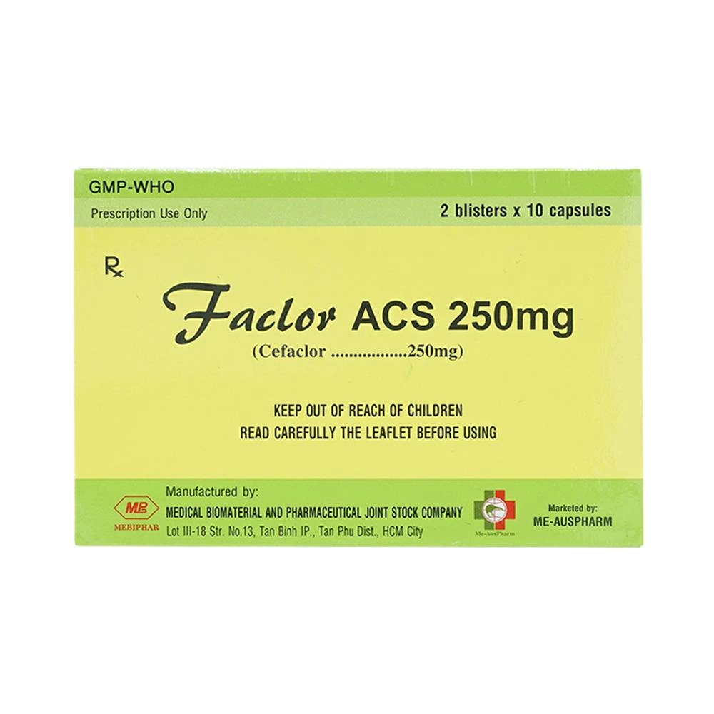 Thuốc kháng sinh Faclor ACS 250mg hộp 20 viên
