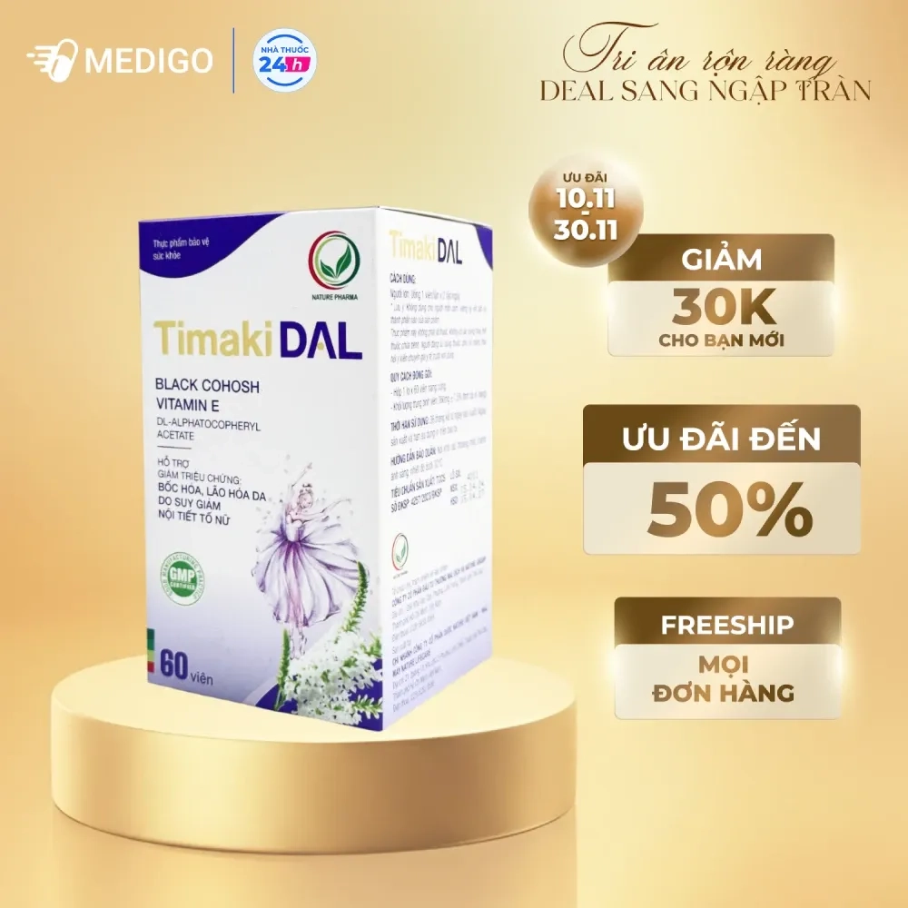 Viên uống hỗ trợ suy giảm nội tiết tố nữ Timaki DAL Nature Pharma hộp 60 viên