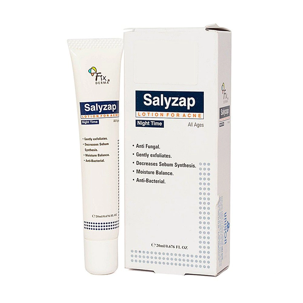 Lotion trị mụn  Fixderma Salyzap Lotion For Acne Night Time hộp 1 tuýp 20g