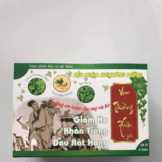 Kẹo ngậm ho không đường Vạn Thường Xuân Gold hộp 20 vỉ x 4 viên