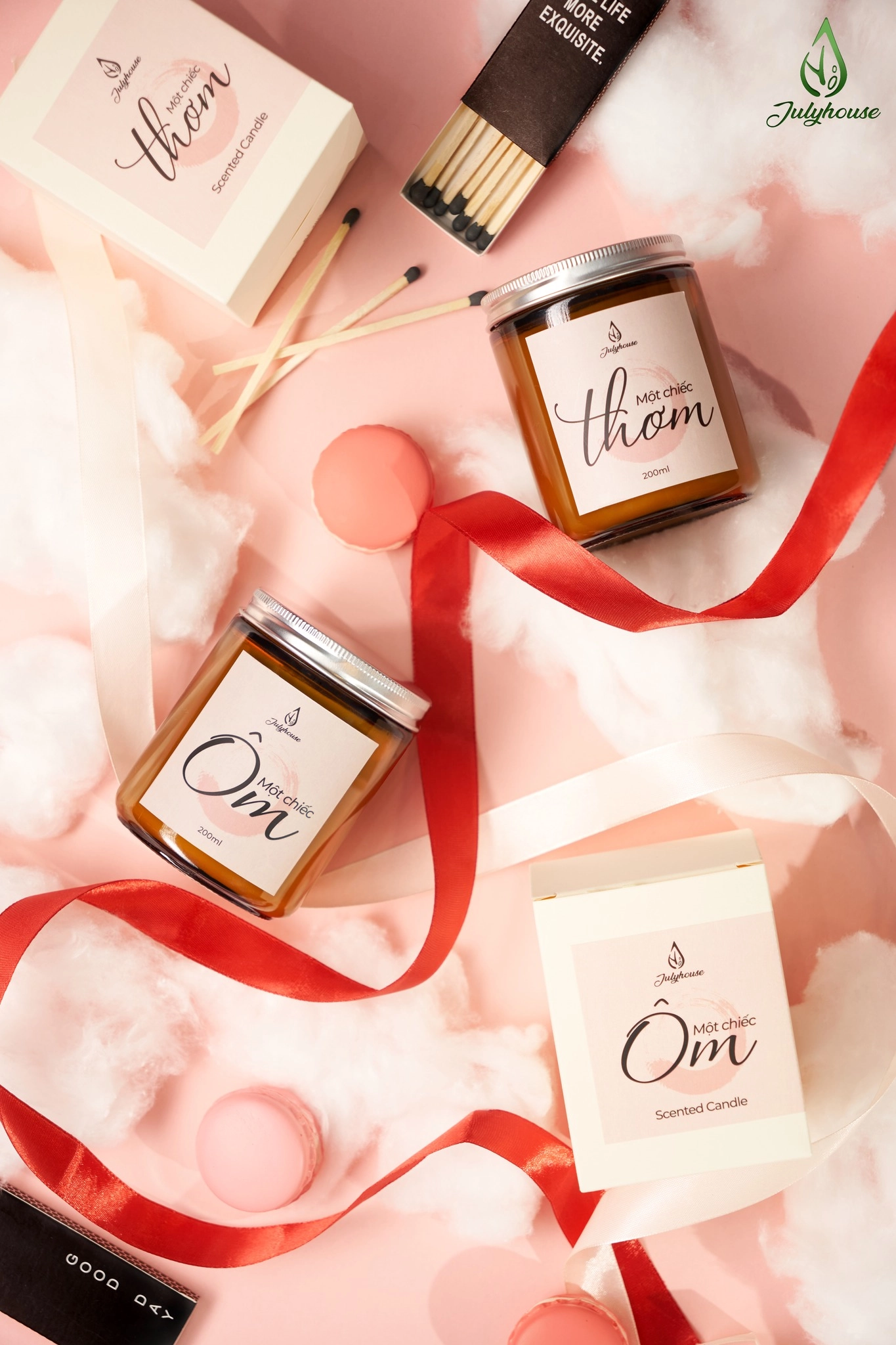 Nến thơm tinh dầu an toàn không khói, hương thơm thư giãn dễ chịu Julyhouse Một Chiếc Ôm hộp 200ml