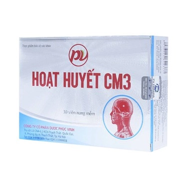 Tăng cường tuần hoàn não Hoạt Huyết CM3 Phúc Vinh hộp 3 vỉ x 10 viên
