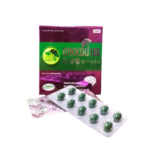 Hoạt huyết, tăng cường lưu thông máu não GINKGO 150 Co Q10 Abipha hộp 10 vỉ x 10 viên