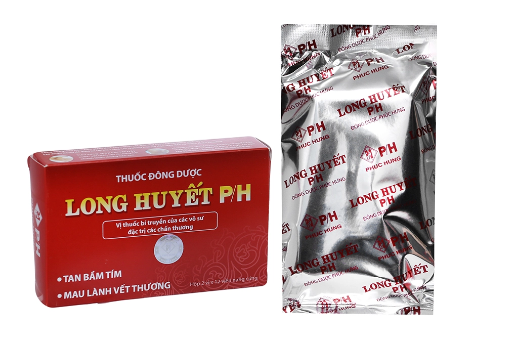 Thuốc tan máu bầm, mau lành vết thương Long Huyết P/H hộp 24 viên