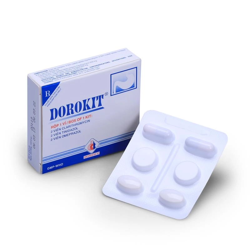 Thuốc điều trị viêm loét dạ dày tá tràng Dorokit Domesco hộp 1 vỉ x 6 viên
