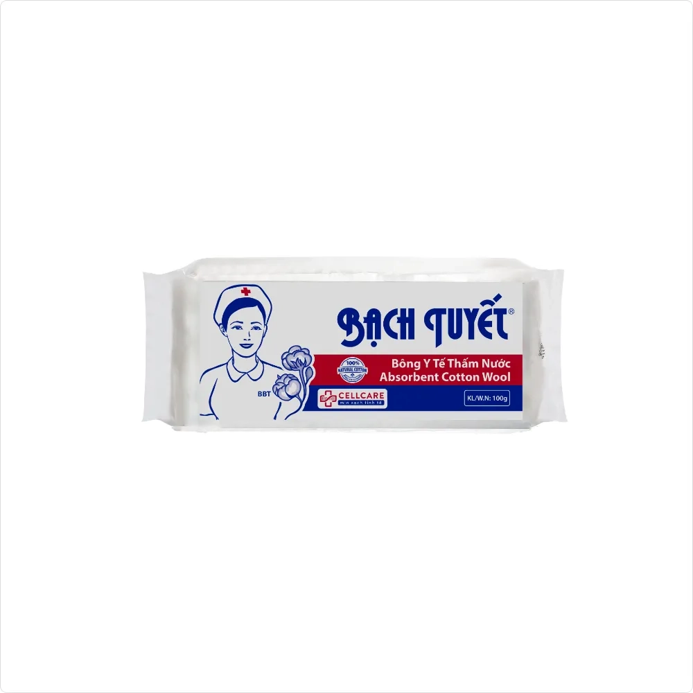 Bông y tế thấm nước Bạch Tuyết gói 100g