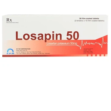 Thuốc trị tăng huyết áp Losapin 50 SPM hộp 3 vỉ x 10 viên