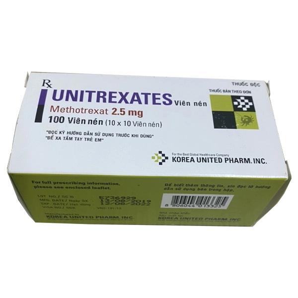Viên nén UNITREXATES 2,5mg hộp 10 vỉ x 10 viên