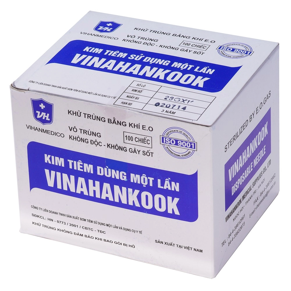 Kim tiêm dùng một lần Vinahankook 23G x 1 hộp 100 cái