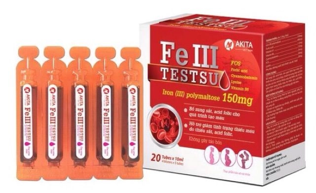 Bổ sung sắt, acid folic FE III TESTSU hộp 20 ống x 10ml
