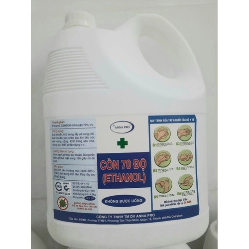 Dung dịch sát khuẩn Cồn 70 độ (Ethanol) ANNA PRO can 4,5 lít