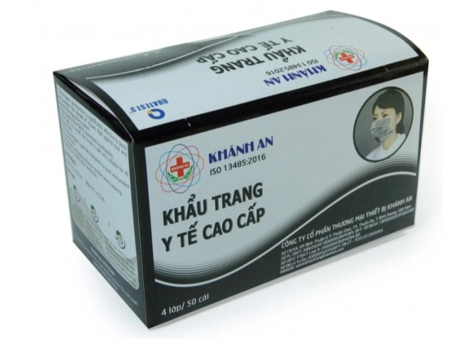 Khẩu trang y tế cao cấp Khánh An (xám) hộp 50 cái