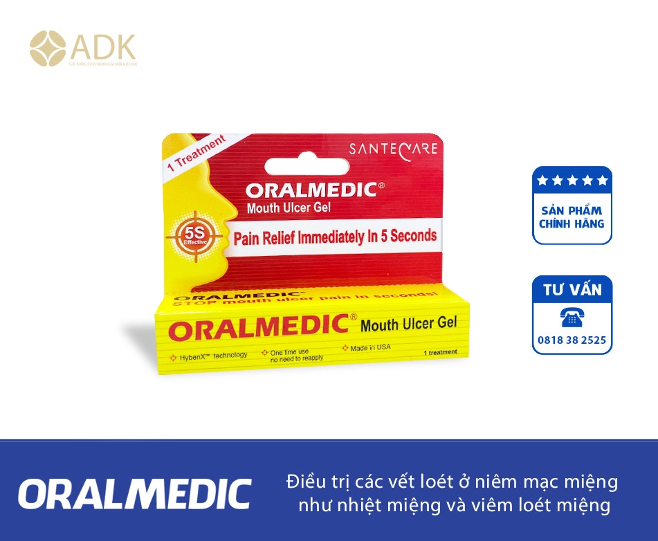 Gel bôi nhiệt miệng Oralmedic Mouth Ulcer Gel hộp 1 tuýp 0.3ml