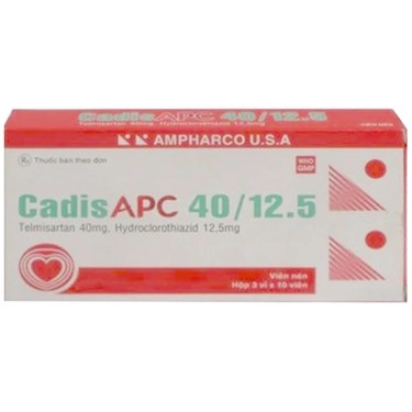 Thuốc điều trị tăng huyết áp CadisAPC 40/12.5 Ampharco hộp 3 vỉ x 10 viên