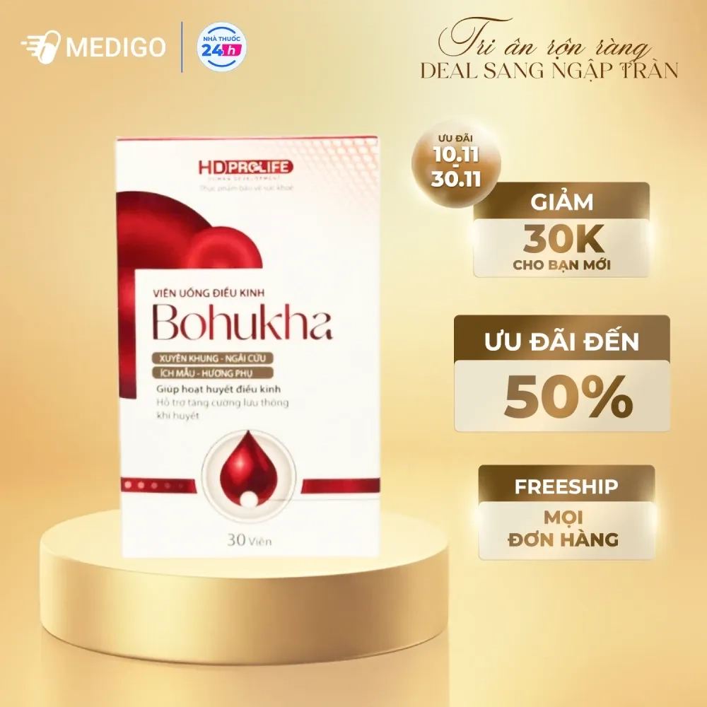 Viên uống hoạt huyết điều kinh Bohukha HD-Prolife hộp 30 viên