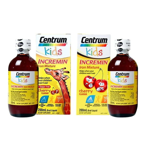 Siro cho trẻ biếng ăn Centrum Kids Incermin Iron Mixture hộp 1 chai 200ml