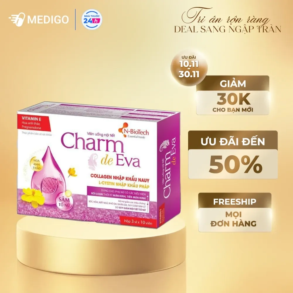 Viên uống nội tiết tố nữ Charm de Eva N-BioTech hộp 30 viên
