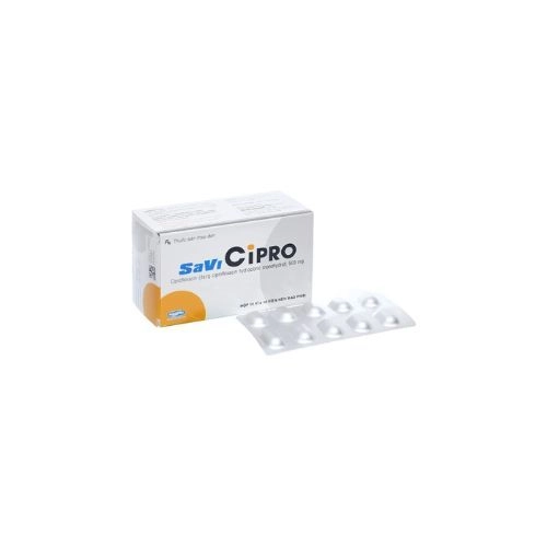 Thuốc kháng sinh SaviCipro hộp 10 vỉ x 10 viên