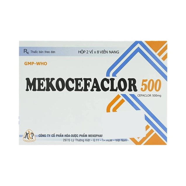 Điều trị các chứng nhiễm khuẩn Mekocefaclor 500mg Mekophar hộp 2 vỉ x 8 viên