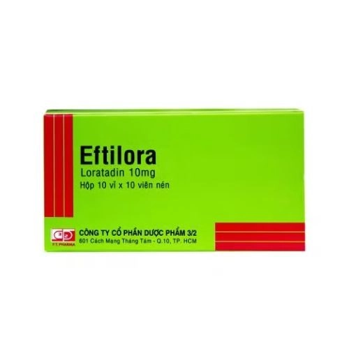 Thuốc trị viêm mũi dị ứng, mày đay, ngứa Eftilora 10mg hộp 10 vỉ x 10 viên