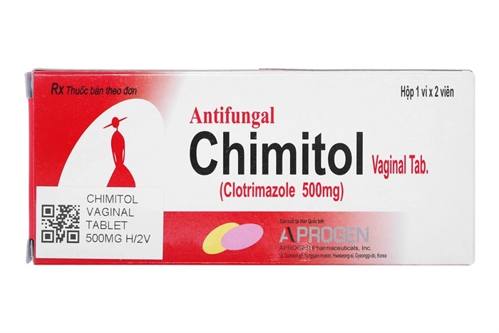 Viên đặt âm đạo Chimitol Vaginal Tablet 500mg hộp 2 viên