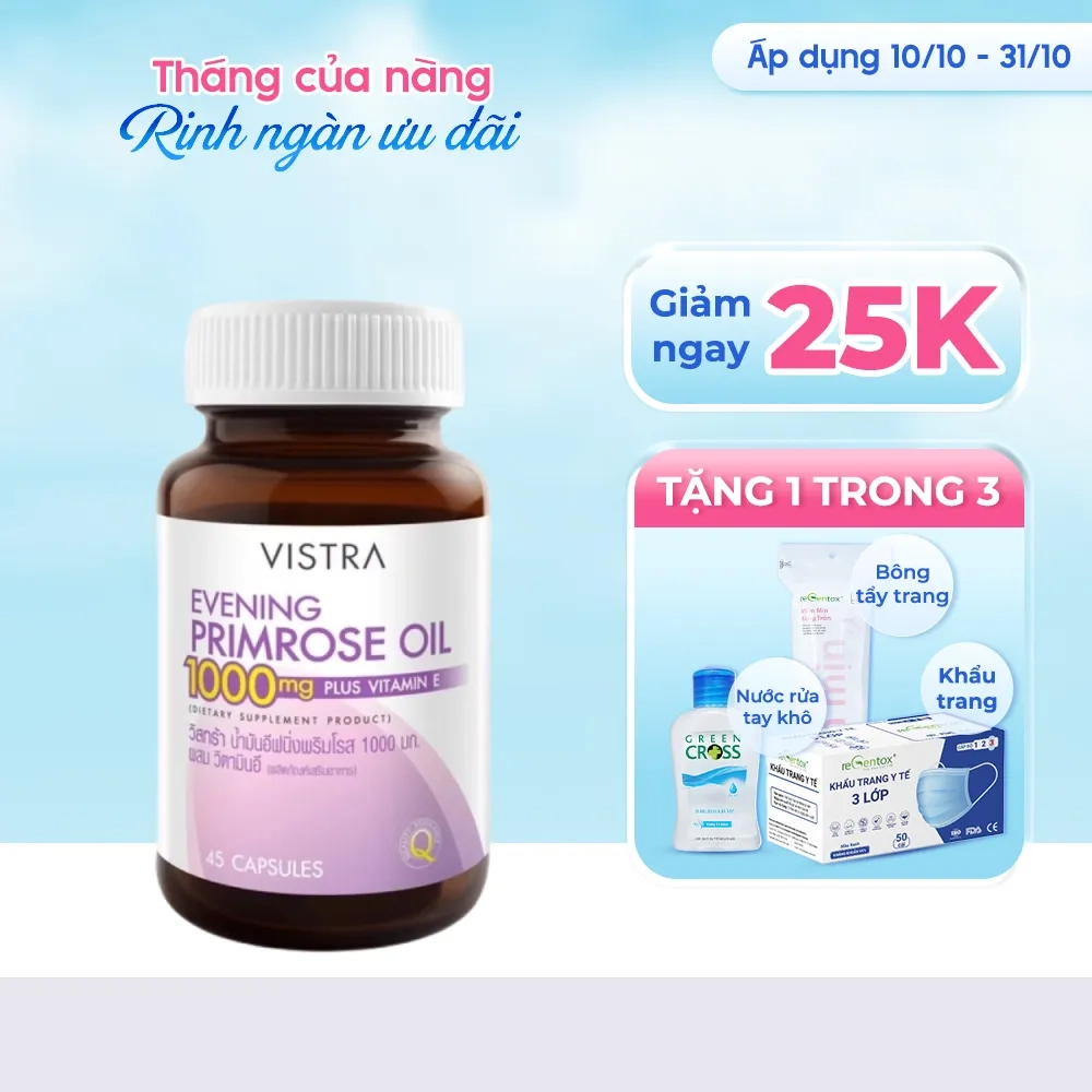 [Giảm 25k + quà tặng] Hỗ trợ làm đẹp da Evening Primrose Oil 1000mg Plus Vitamin E lọ 45 viên