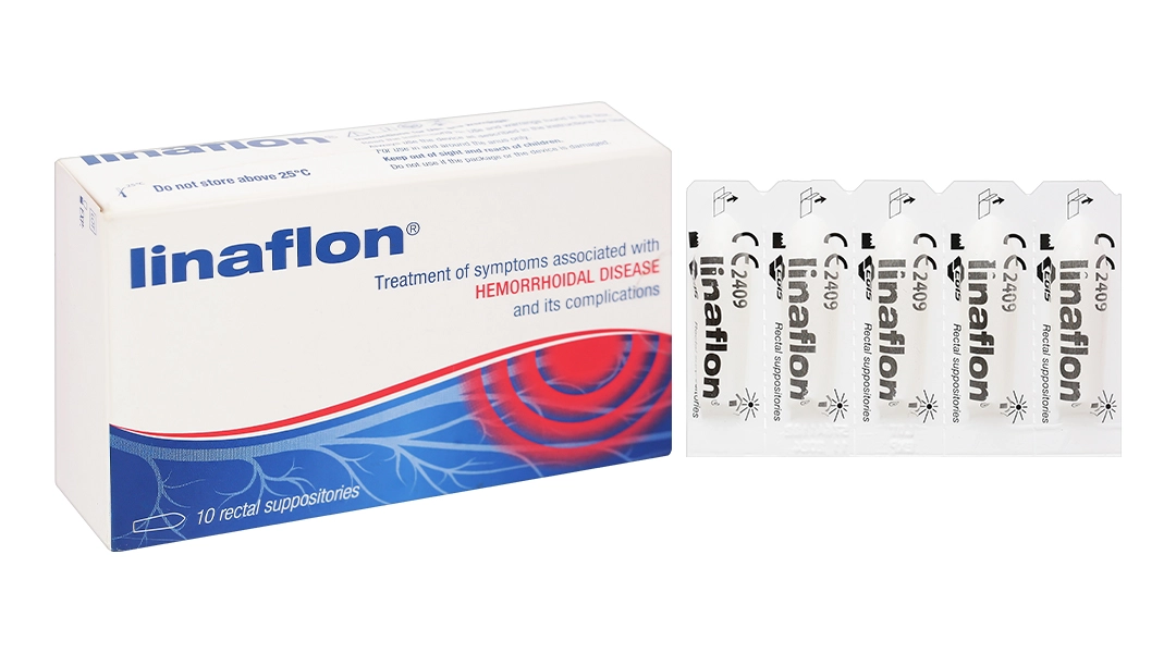 Viên đặt hỗ trợ trị các triệu chứng liên quan tới bệnh trĩ Linaflon hộp 10 viên