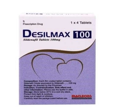 Thuốc trị rối loạn cương dương Desilmax 100 hộp 1 vỉ x 4 viên nén bao phim