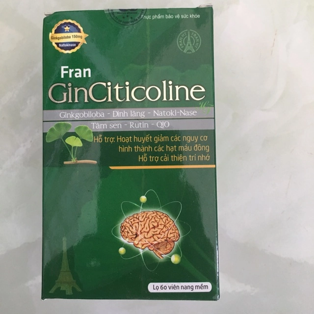 Hỗ trợ hoạt huyết, cải thiện trí nhớ Fran GinCiticoline hộp 1 lọ 60 viên