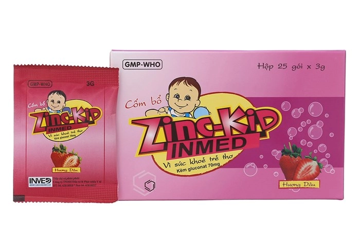 Thuốc cốm bổ sung kẽm cho trẻ em Zinc-Kid Inmed hương Dâu hộp 25 gói