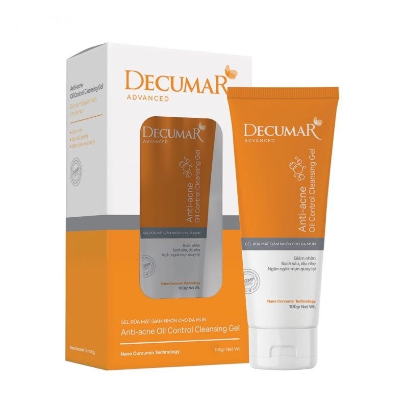 Gel rửa mặt giảm nhờn, mờ thâm Decumar Advanced Anti - Acne Oil Control Cleansing Gel hộp 1 tuýp 100g