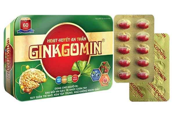 Giảm đau mỏi vay gáy, suy giảm trí nhớ Hoạt Huyết An Thần Ginkgomin hộp 6 vỉ x 10 viên nang mềm