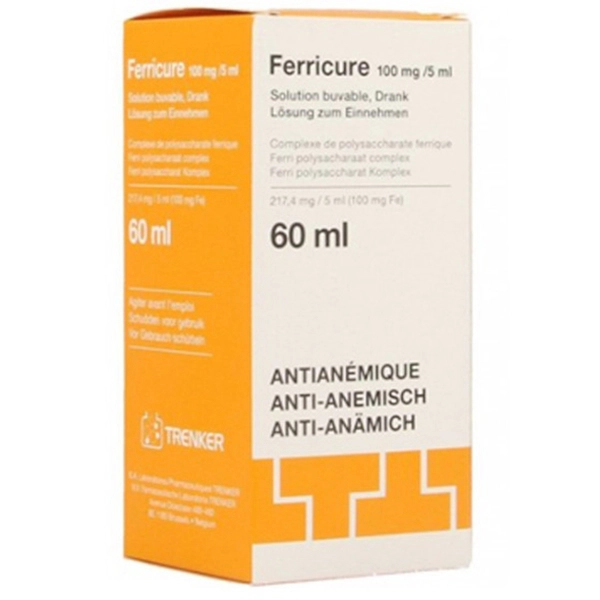 Dung dịch điều trị thiếu sắt, thiếu máu do thiếu sắt Ferricure 100mg/5ml chai 60ml