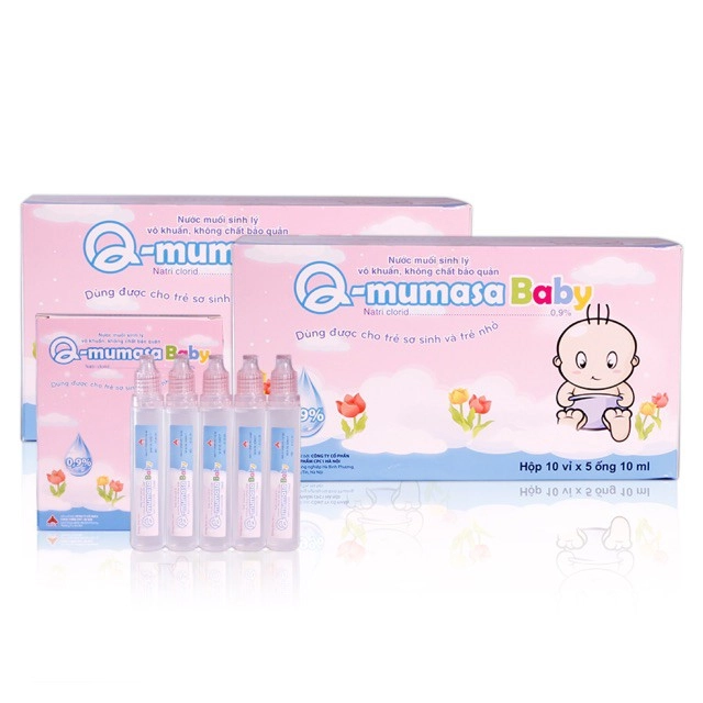 Nước muối sinh lý Q-MUMASA BABY 0.9% hộp 10 vỉ x 5 ống 10ml