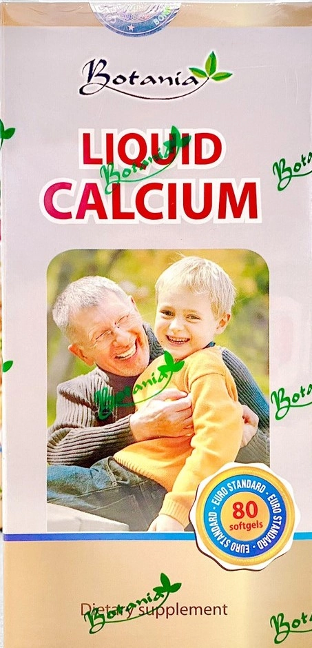 Thực phẩm bổ sung calci dạng lỏng Liquid Calcium Canada (Botania) hộp 1 lọ 80 viên