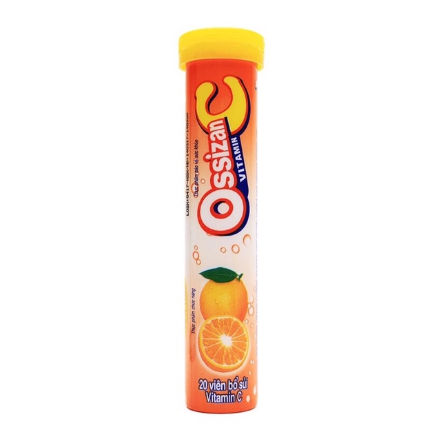 Viên sủi Ossizan Vitamin C 60mg (vị cam) tuýp 20 viên