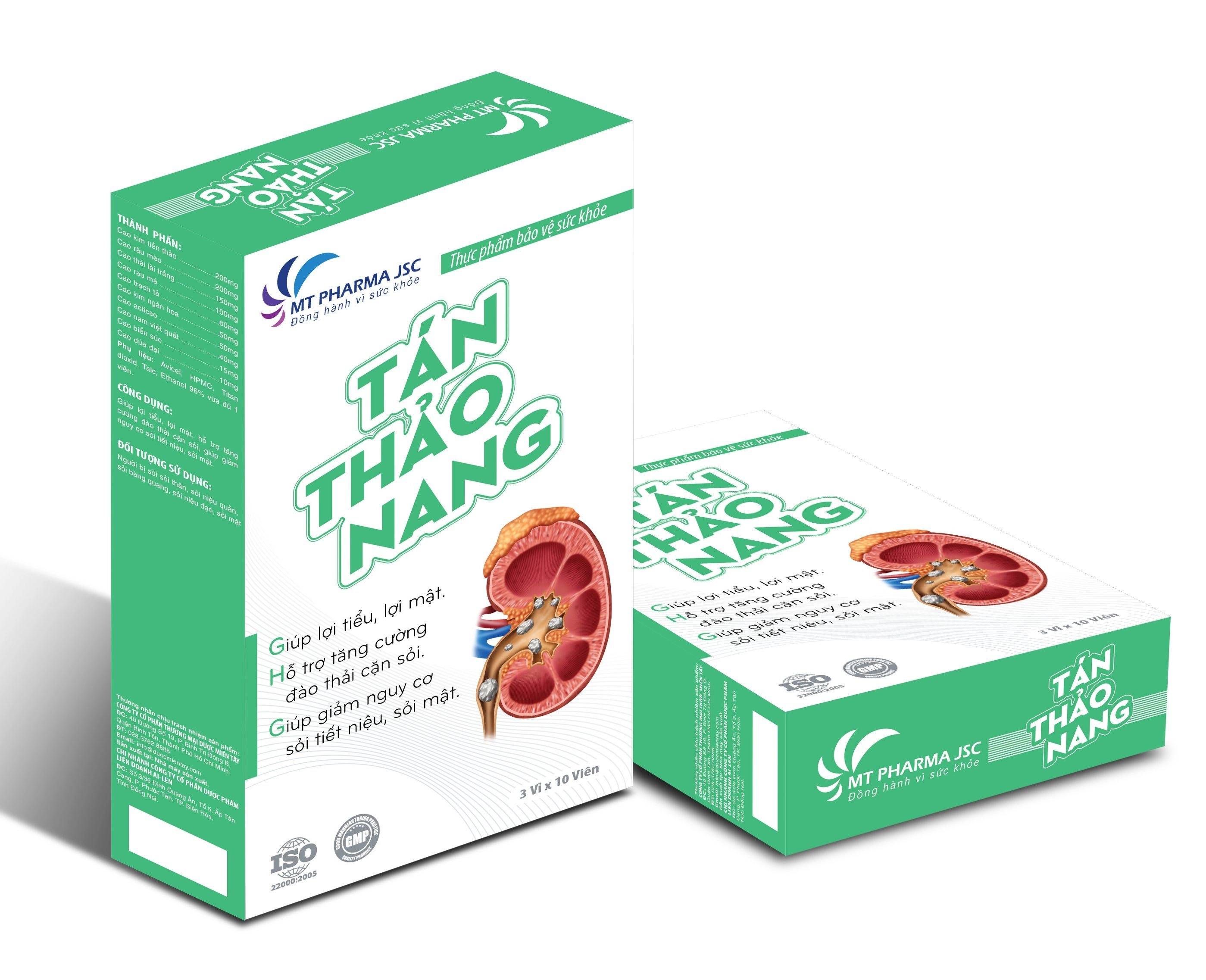 Giúp lợi tiểu, lợi mật Tán Thảo Nang hộp 3 vỉ x 10 viên
