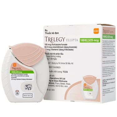 Thuốc bột điều trị bệnh phổi tắc nghẽn mãn tính Trelegy Ellipta GSK hộp 1 bộ 30 liều