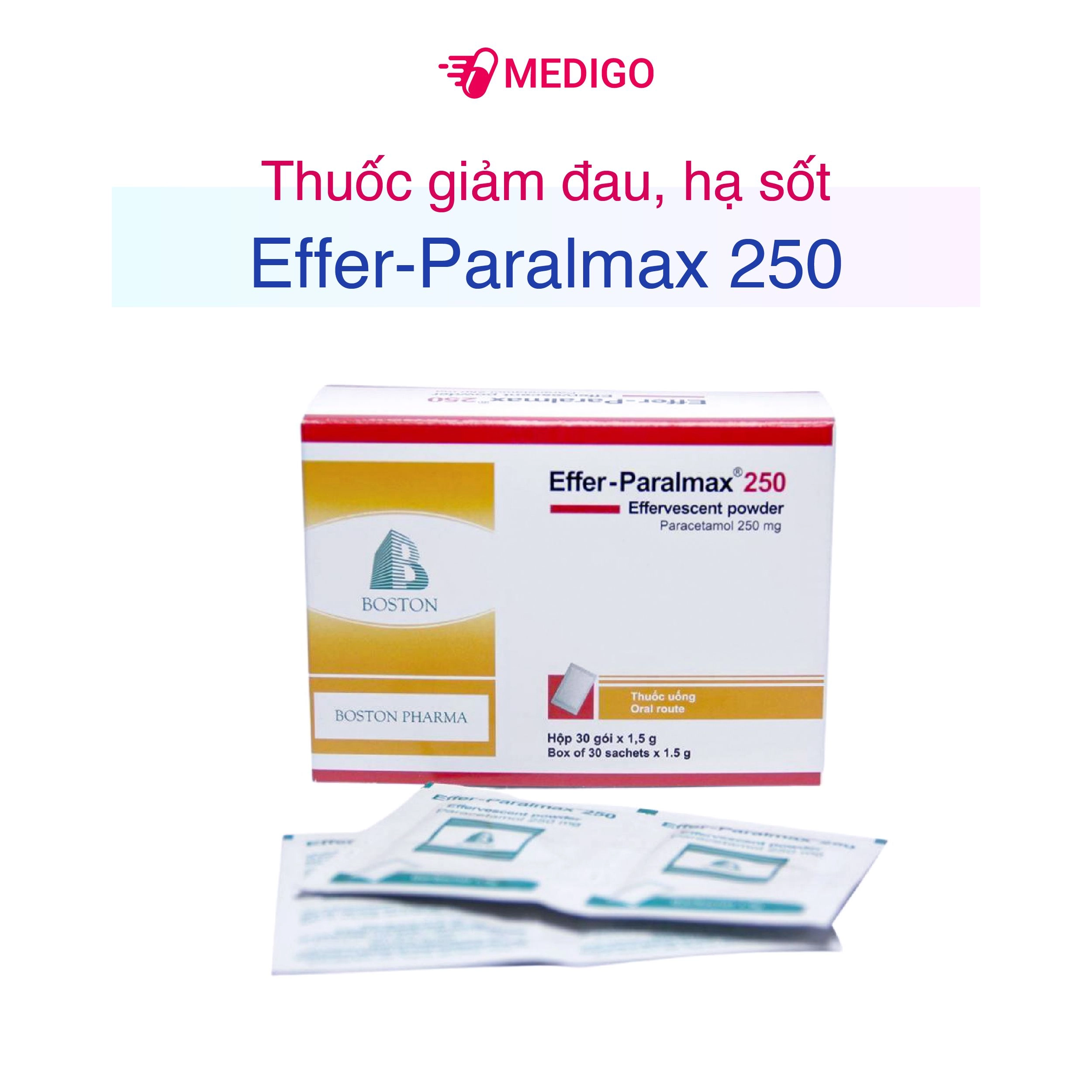 Thuốc giảm đau, hạ sốt Effer-Paralmax 250 hộp 30 gói