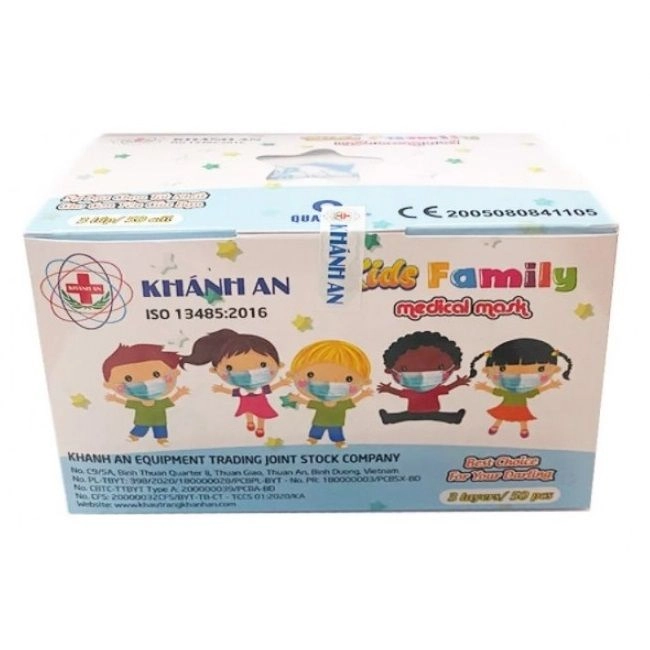 Khẩu trang y tế 3 lớp cho trẻ em Khánh An Kids Family hộp 50 cái