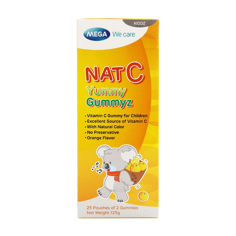 Kẹo dẻo bổ sung vitamin C Nat C Yummy Gummyz hộp 25 gói x 2 viên