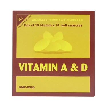 Thuốc bổ sung vitamin A và D cho trẻ còi xương Vitamin A & D hộp 10 vỉ x 10 viên