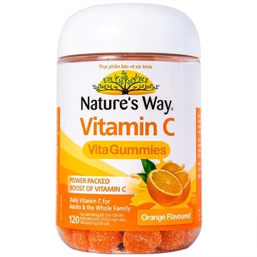 Vị cam hỗ trợ và duy trì hệ miễn dịch khỏe mạnh kẹo dẻo Vitamin C Vita Gummies Nature's Way chai 120 viên