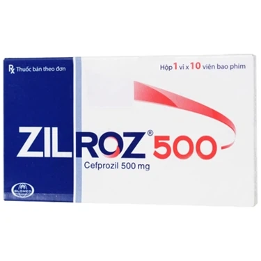 Thuốc điều trị các nhiễm khuẩn từ nhẹ đến vừa Zilroz 500 hộp 1 vỉ x 10 viên