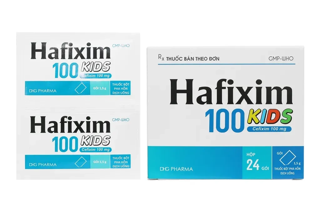 Thuốc kháng sinh Hafixim 100 KIDS hộp 24 gói