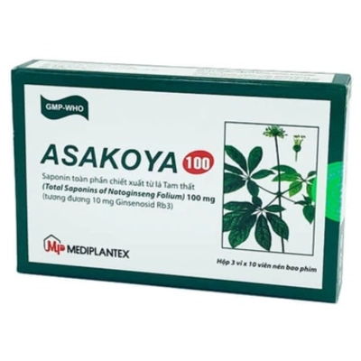 Thuốc giảm đau, làm dịu thần kinh Asakoya 100 hộp 3 vỉ x 10 viên
