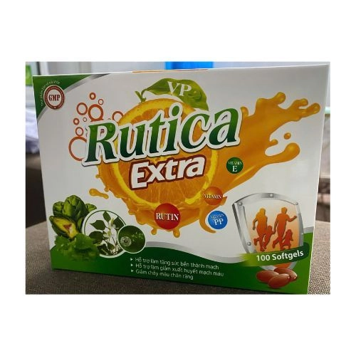 Viên uống giúp bền thành mạch, hỗ trợ giảm xuất huyết RUTICA Extra hộp 10 vỉ x 10 viên